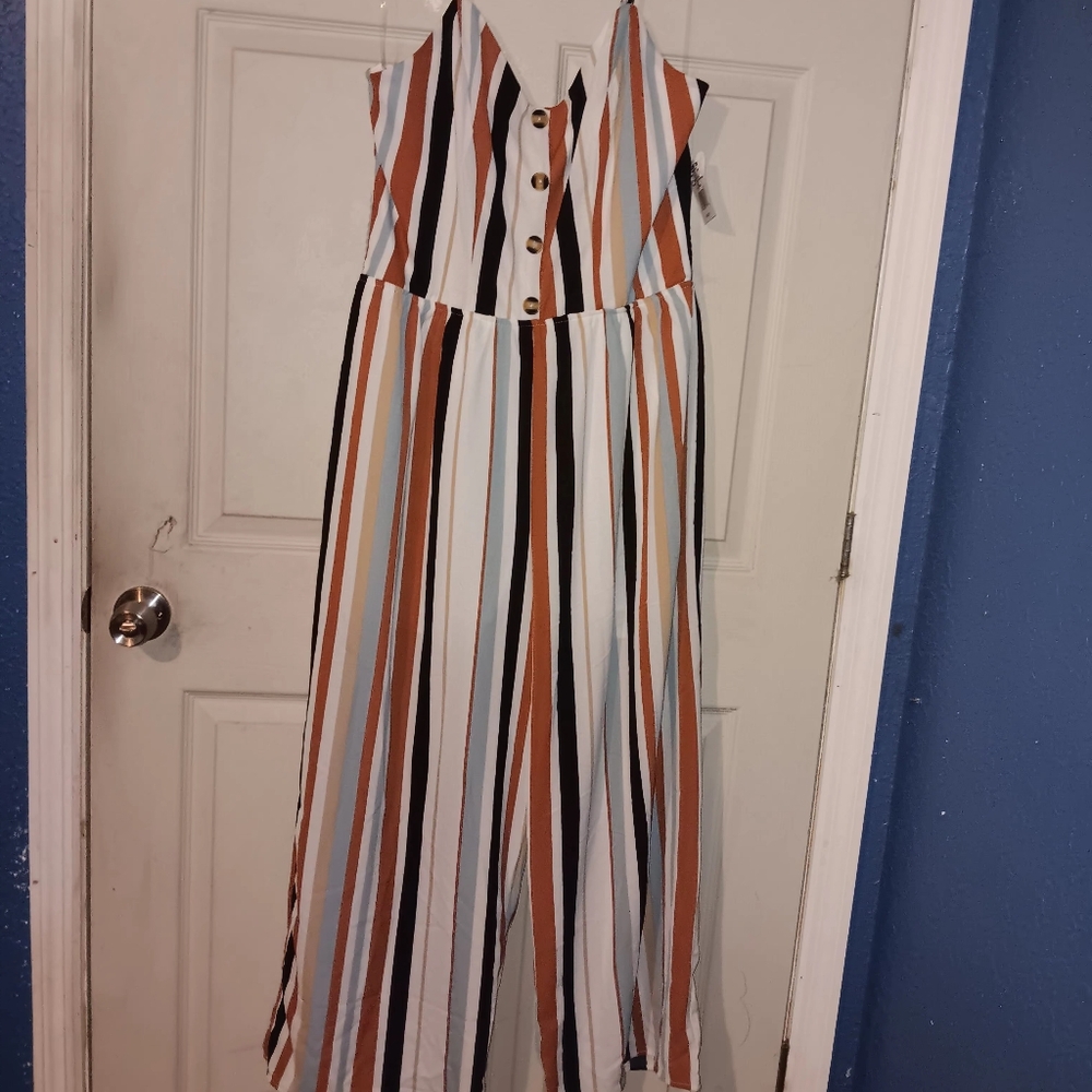 Nwt Liberty Love Striped Womens One Piece Jumpsuit Sz XXL